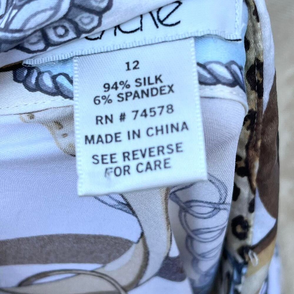 Cache Silk Blouse Y2k Equestrian Horse Bit Print … - image 8